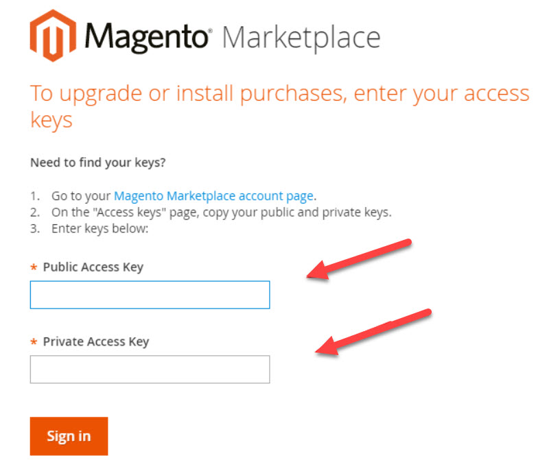 input access key and private key