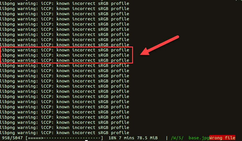 libpng warning iCCP known incorrect sRGB profile