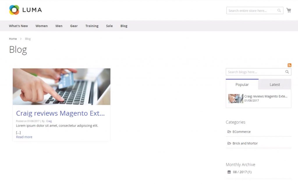 magento 2 blog page