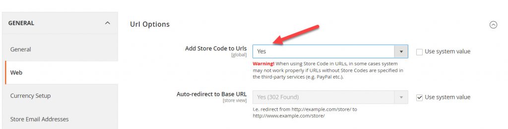 add store code to url