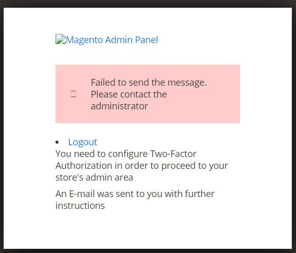 magento 2 admin login two factor authoriation error