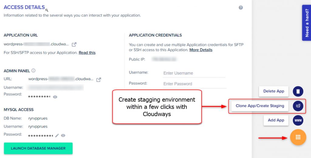 create stagging website cloudways