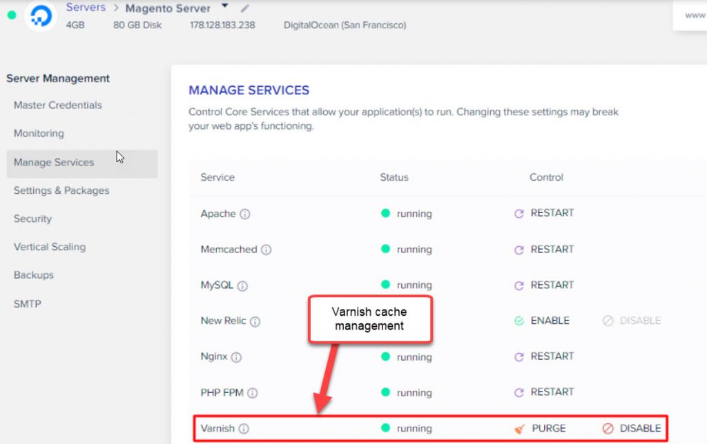 varnish cache management on cloudways