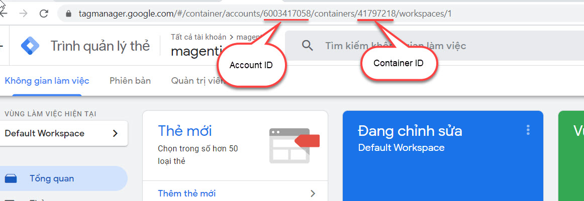 account id and container id