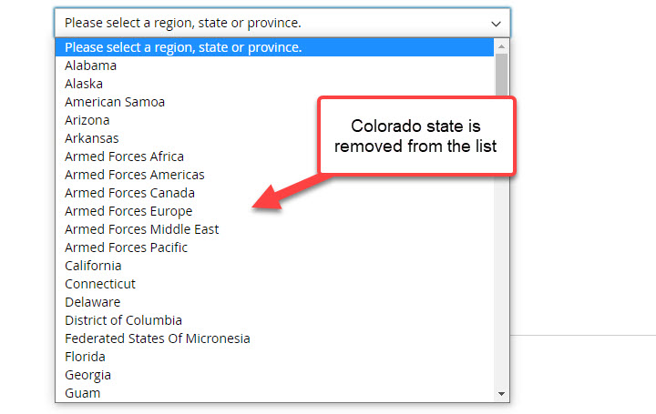 2 remove particulate state from the default list magento 2