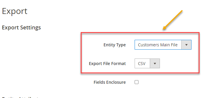 export customers magento 2 setting